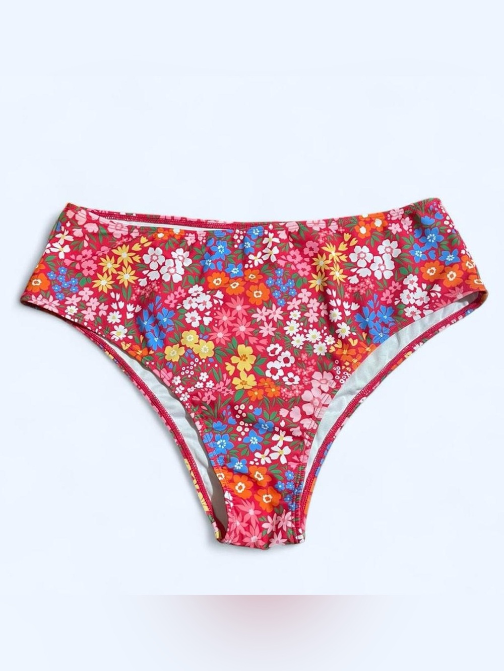 SHEIN Curve Red Floral High-Waist Bikini Bottom